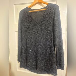 Papillon Blanc Sparkling Black V-Neck Sweater